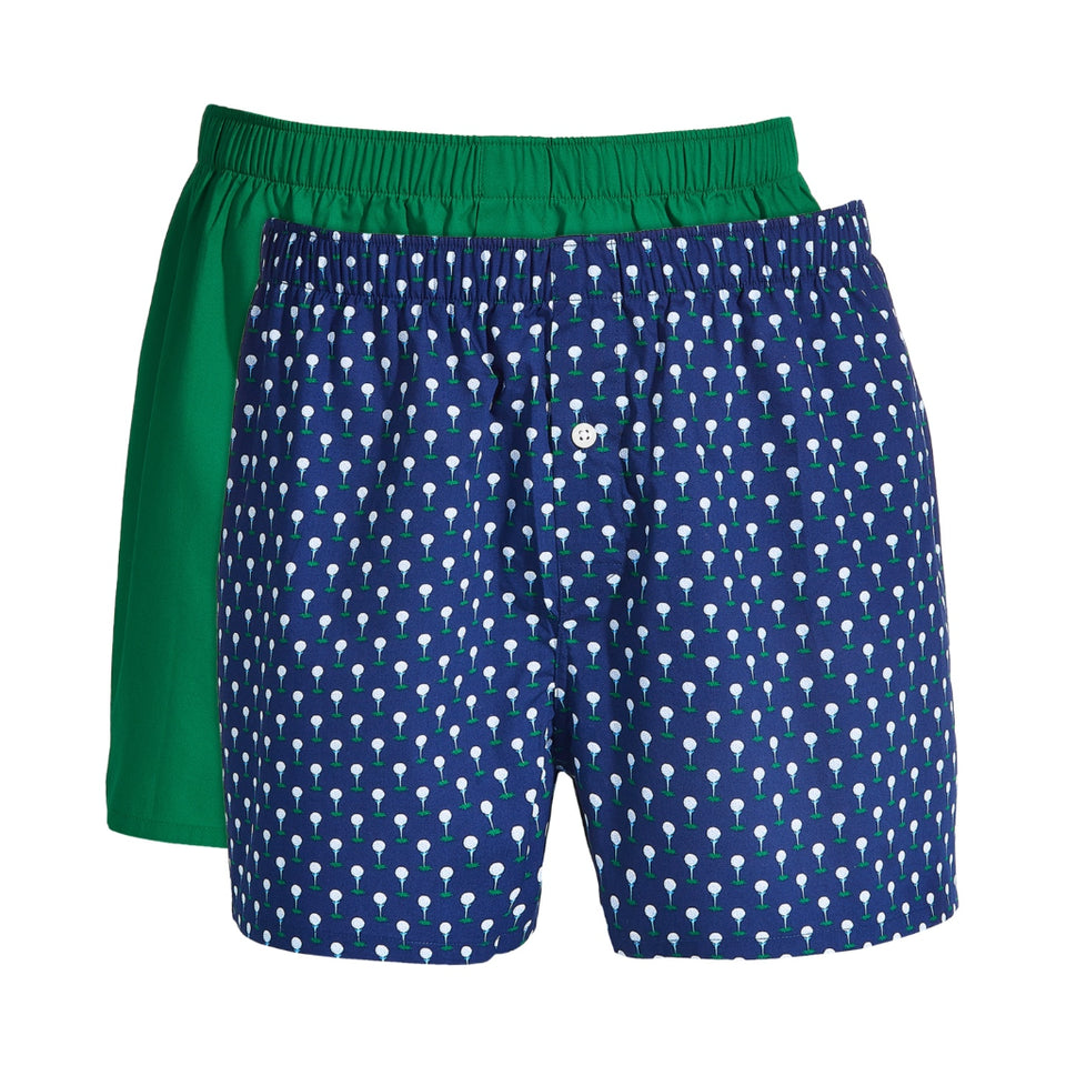 Club Room Men's Green/Navy Golf Printed2-Pack. Boxers