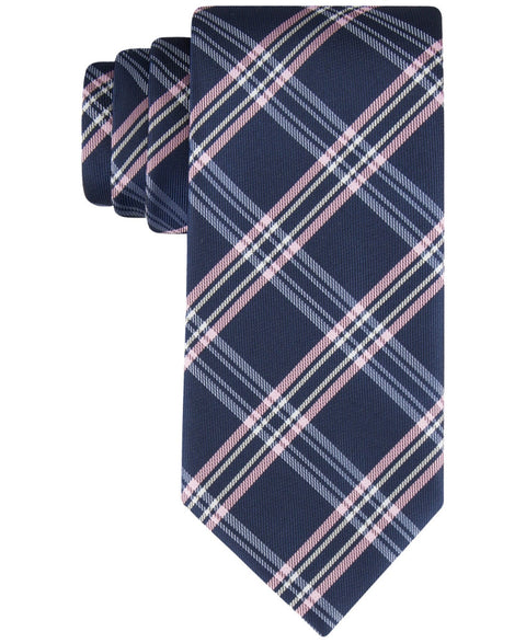 Tommy Hilfiger Men's Navy Blue Pink Twill Plaid Necktie   |  Tommy Hilfiger In Lebanon