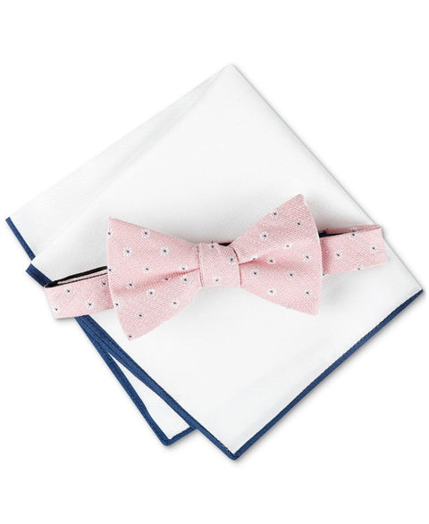 Tommy Hilfiger Men's Pink Floral Bow Tie & White Pocket Square | Tommy Hilfiger In Lebanon
