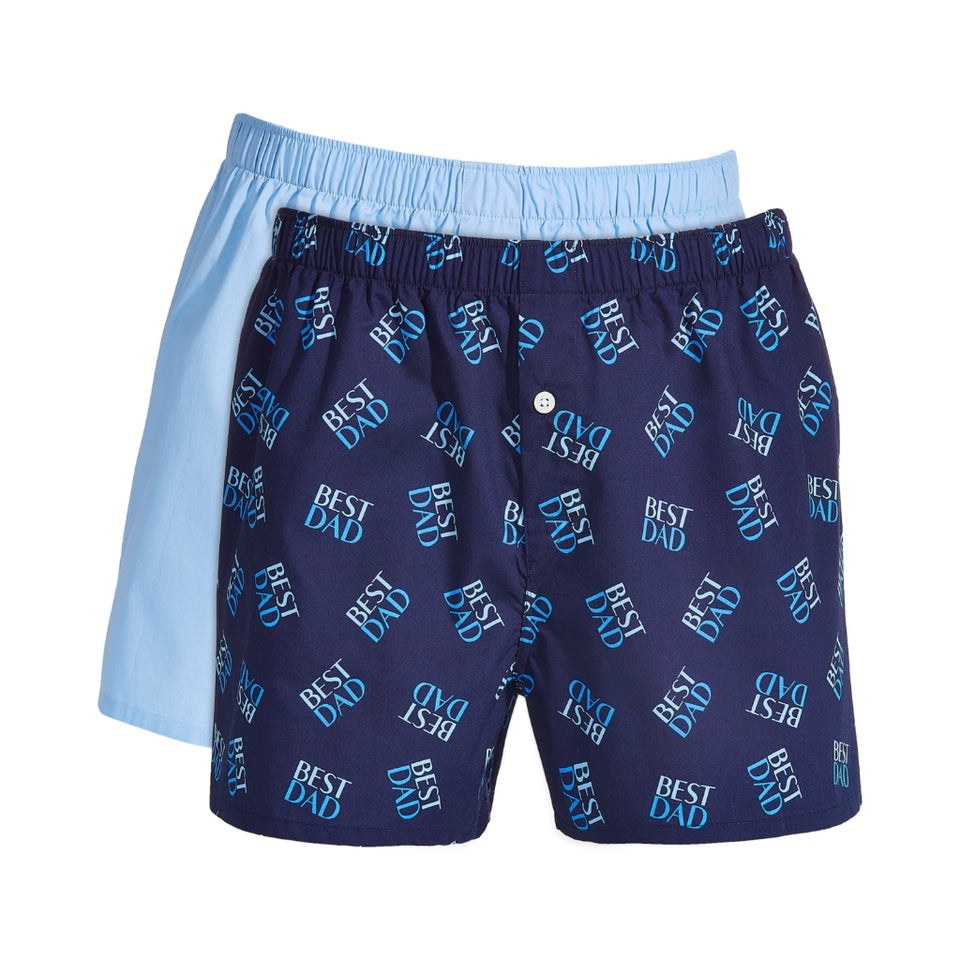 Club Room Men's Blue/Navy "Best Dad " Printed2-Pack. Regular-Fit Boxers