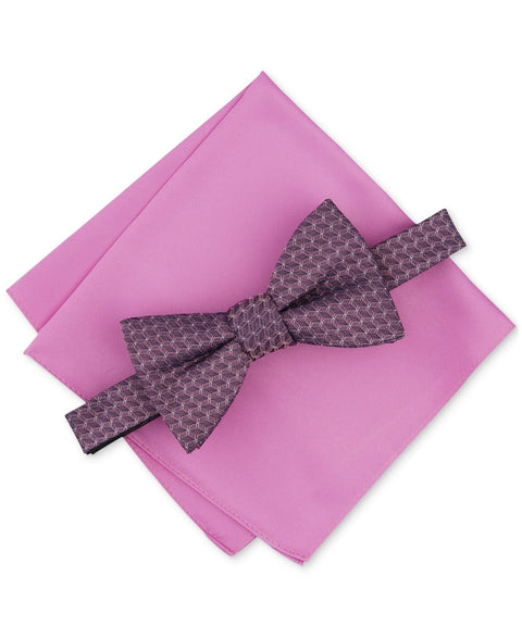Alfani Men's Pink Burgundy Regular fit Bow Tie Pocket Square Set Necktie | Alfani In Lebanon