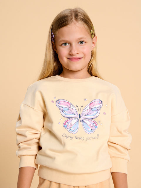 Sinsay Baby Girl's Light Yellow With Butterfly Printed Sweatshirt  | Sinsay in Lebanon