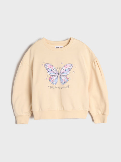 Sinsay Baby Girl's Light Yellow With Butterfly Printed Sweatshirt  | Sinsay in Lebanon