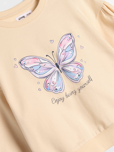 Sinsay Baby Girl's Light Yellow With Butterfly Printed Sweatshirt  | Sinsay in Lebanon