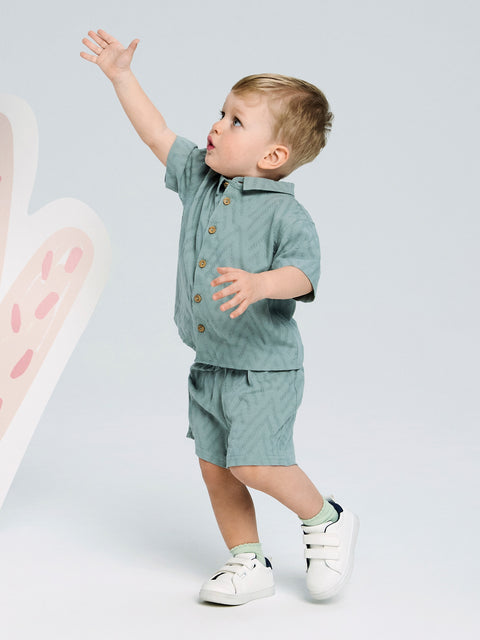 Sinsay Baby Boy's Sage Green Jacquard Knit Shirt|Sinsay In Lebanon