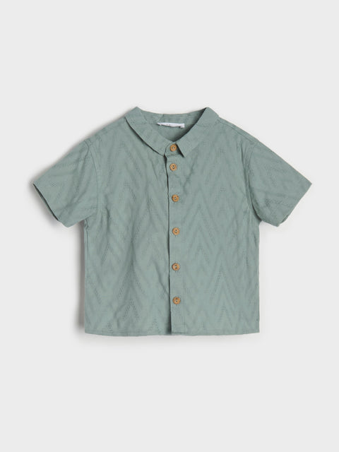 Sinsay Baby Boy's Sage Green Jacquard Knit Shirt|Sinsay In Lebanon