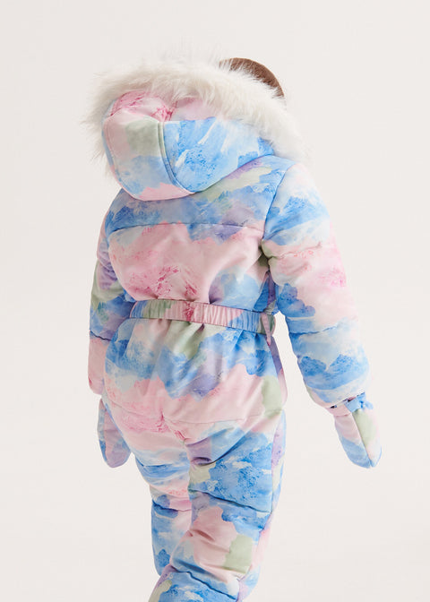 Pastel tie-dye onesie on a white background