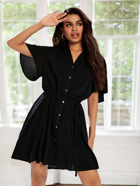 Sinsay Women's Black Mini Shirt  Dress | Sinsay in Lebanon