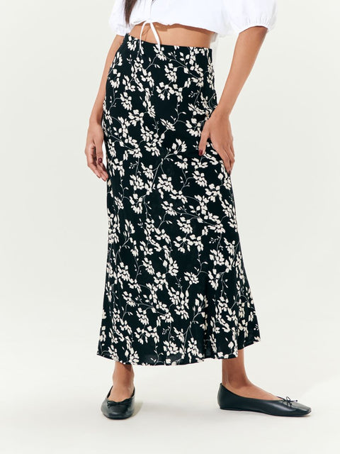 Sinsay Women's Black Floral Midi Skirt | Sinsay In Lebanon