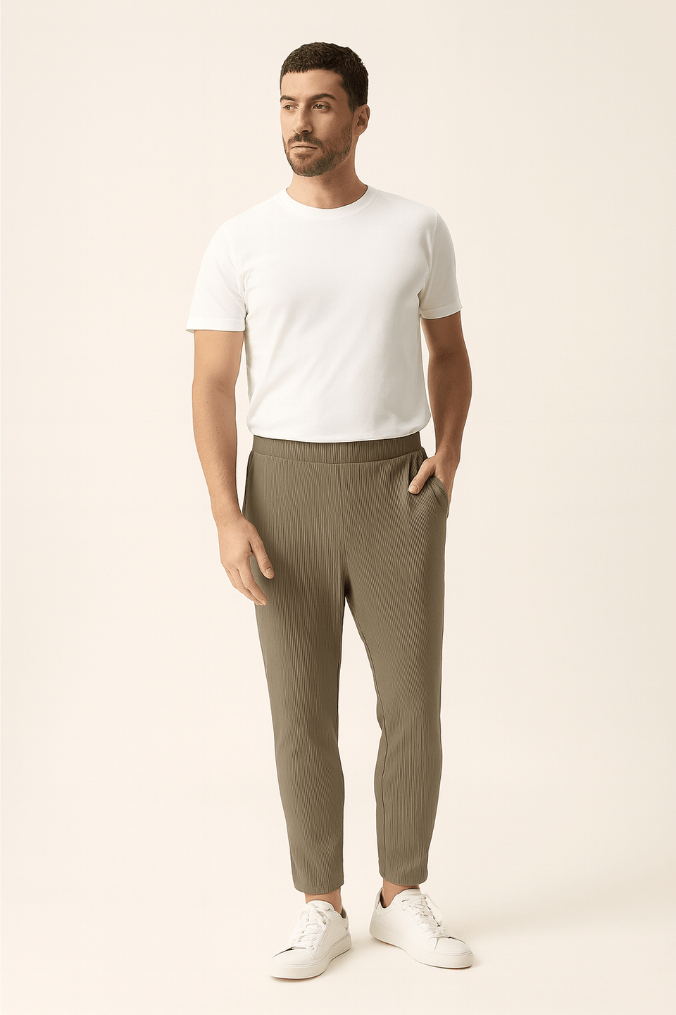 Selected Homme Men's Khaki Green Regular Fit Ripped Pant |Selected Homme In Lebanon