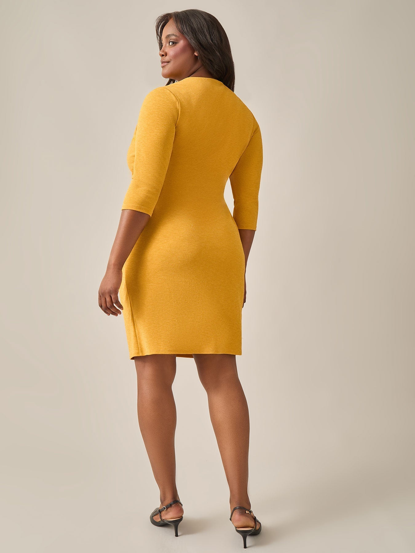 Kasper Women's Yellow Mustard Plus Size Twist Front Sheath Dress|Kasper In Lebanon