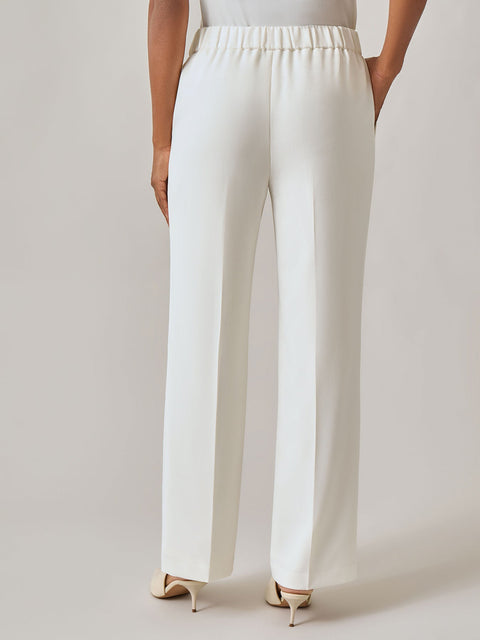 Kasper Women's Off White Iconic Stretch Crepe Pull On Trousers | Kasper In Lebanon