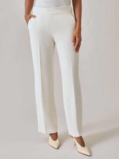 Kasper Women's Off White Iconic Stretch Crepe Pull On Trousers | Kasper In Lebanon