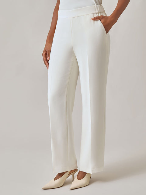 Kasper Women's Off White Iconic Stretch Crepe Pull On Trousers | Kasper In Lebanon