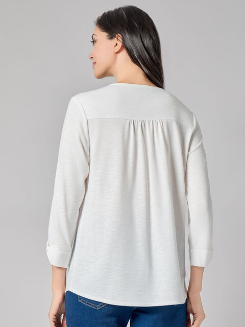 Kasper Women's White Y-Neck Blouse  Blouse |  Kasper in Lebanon