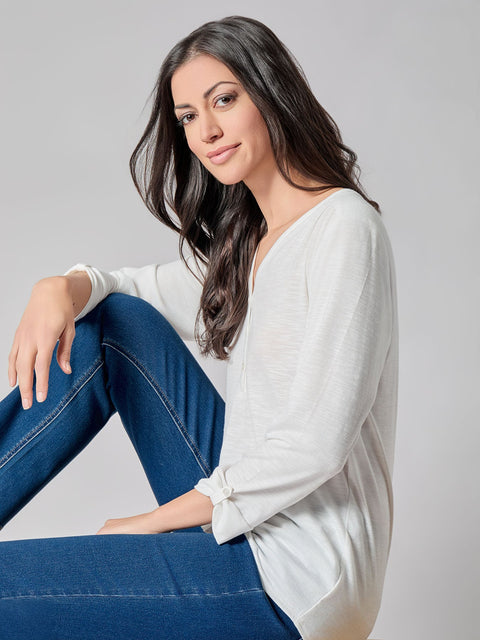 Kasper Women's White Y-Neck Blouse  Blouse |  Kasper in Lebanon
