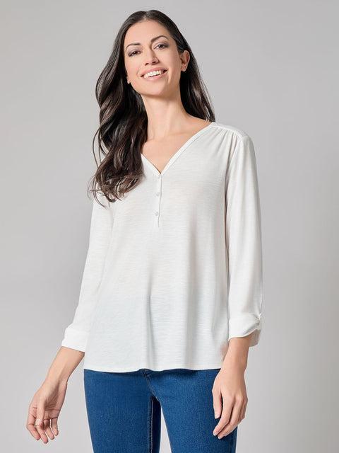 Kasper Women's White Y-Neck Blouse  Blouse |  Kasper in Lebanon