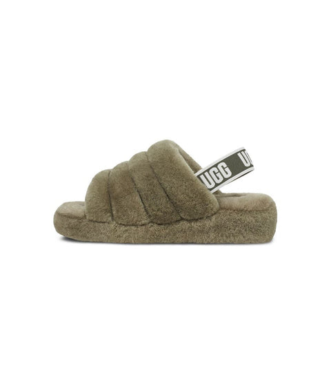 UGG Women's Khaki Green Fluff Yeah Slide Slipper |UGG In Lebanon