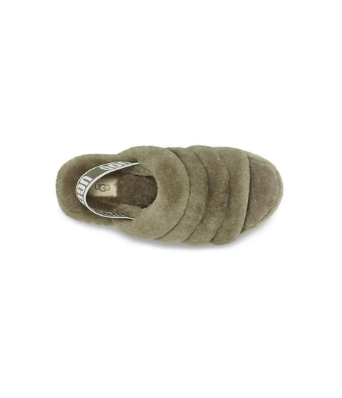 UGG Women's Khaki Green Fluff Yeah Slide Slipper |UGG In Lebanon