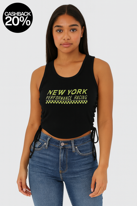 Forever 21 Women's Black Lace Up Sleeveless Crop Top | Forever 21 In Lebanon
