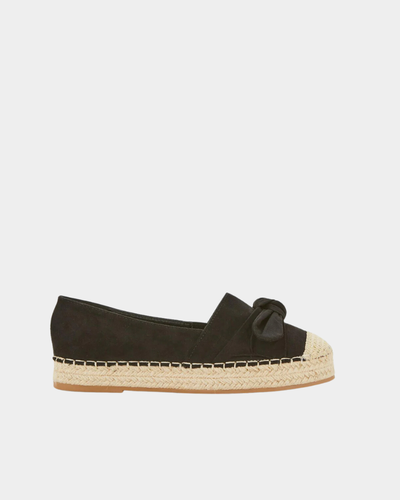 V By Very Women s Black Extra Wide Maya Fit Bow Espadrille TRRCX