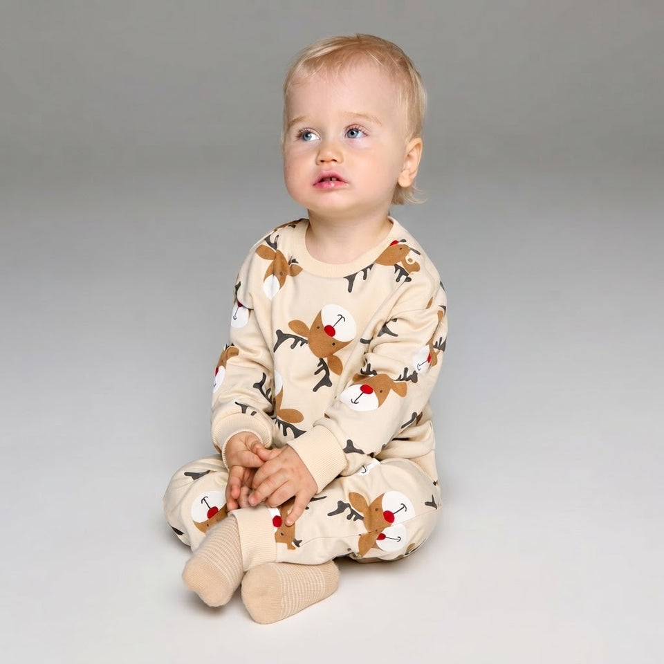 Sinsay Baby Boy's Beige Crew Neck Graphic Printed Sweatshirt