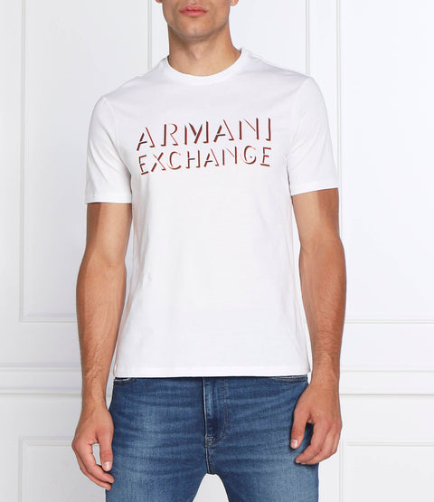 Armani Exchange Men's White Regular Fit Chest Logo Printed T-shirt|Armani Exchange In Lebanon
