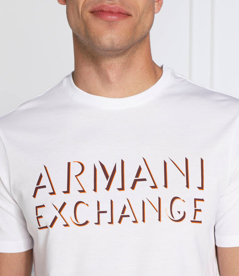 Armani Exchange Men's White Regular Fit Chest Logo Printed T-shirt|Armani Exchange In Lebanon
