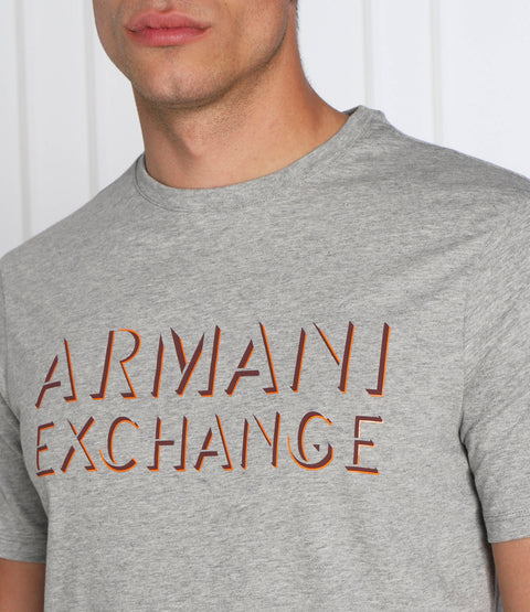 Armani Exchange Men's Gray Regular Fit Chest Logo Printed T-shirt|Armani Exchange In Lebanon