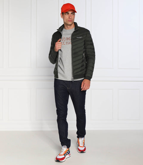 Armani Exchange Men's Gray Regular Fit Chest Logo Printed T-shirt|Armani Exchange In Lebanon