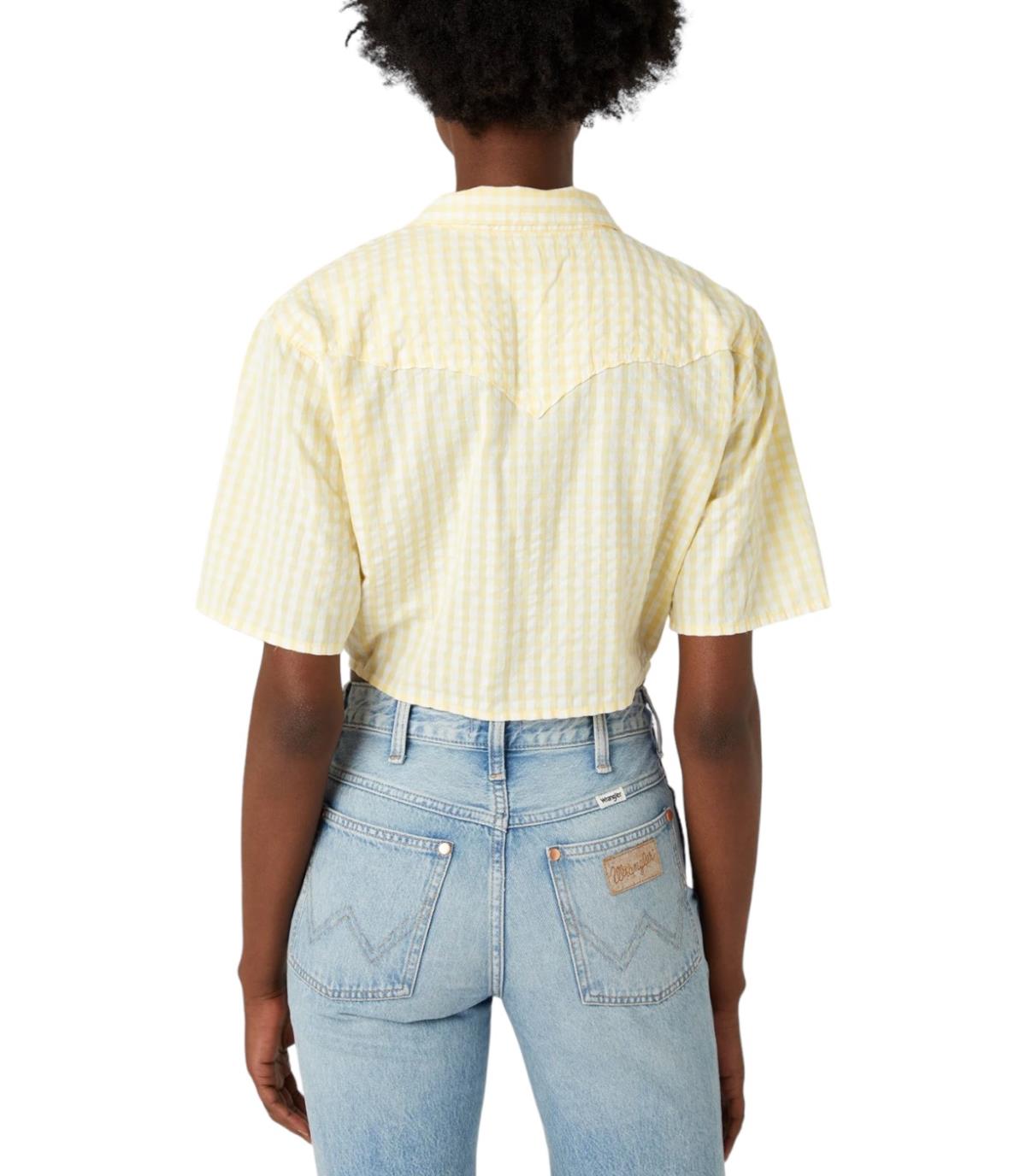 Wrangler Women's Yellow Checkered Short Sleeve Tie Resort Shirt | Wrangler In Lebanon