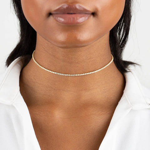 Adina Eden Women's Silver Thin Diamond Tennis Necklace | Adina Eden In Lebanon