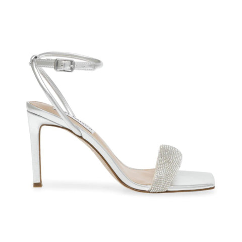 Steve Madden Women’s Silver Rhinestone Strap Square Toe Heel Sandals | Steve Madden in Lebanon