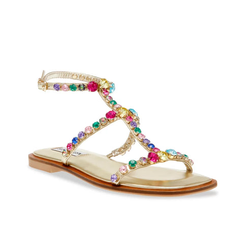 Steve Madden Women's Gold Rhinestone Flat Lucia Sandal |Steve Madden In Lebanon