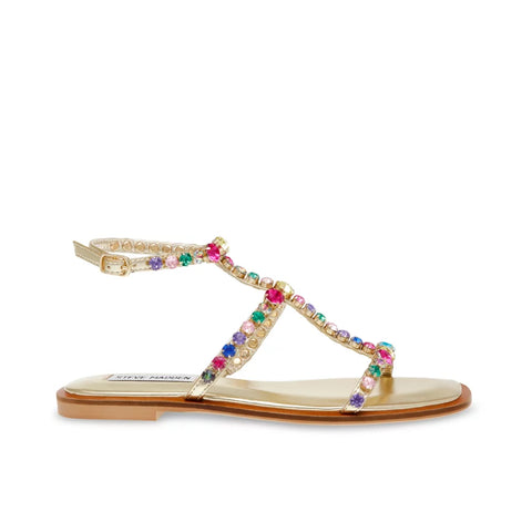 Steve Madden Women's Gold Rhinestone Flat Lucia Sandal |Steve Madden In Lebanon