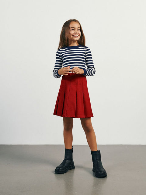 Reserved Girl's Burgundy Flew Pleated Skirt | Reserved In Lebanon