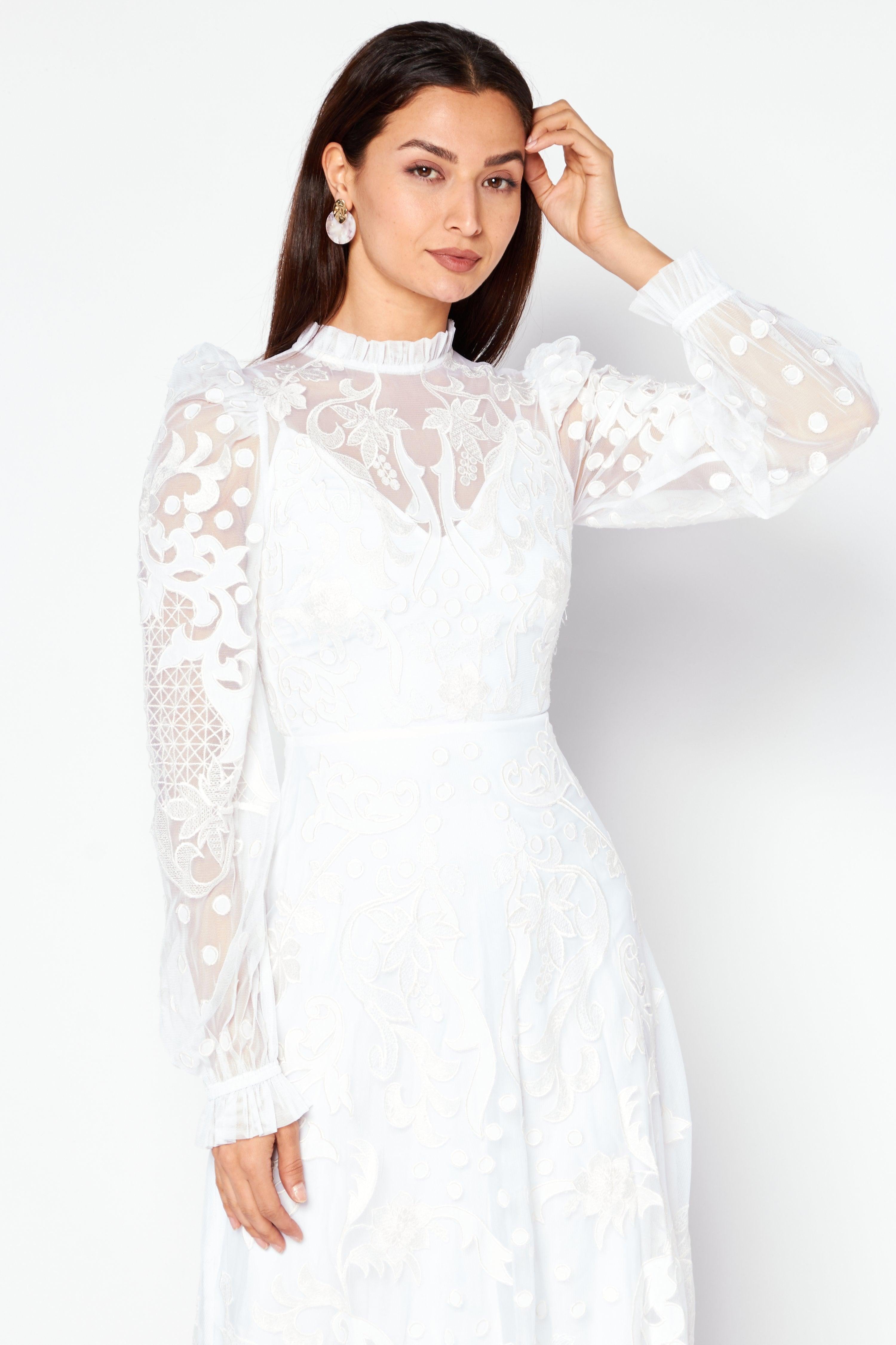 Asos Edition Women's White Violent Placement Wedding Dress ANF2851