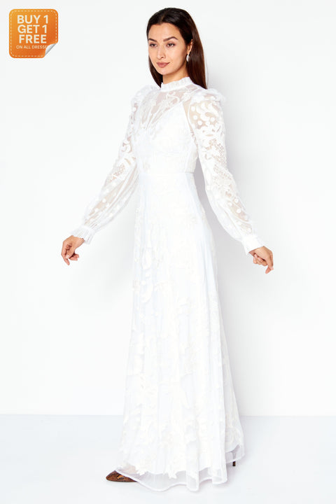 Asos Edition Women's White Violent Placement Wedding Dress ANF2851