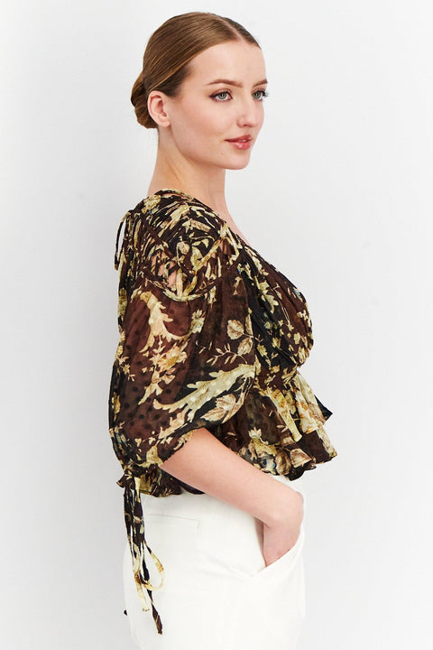Asos Design Women's Multicolor Wide-Sleeve Crop-Top ANF2800