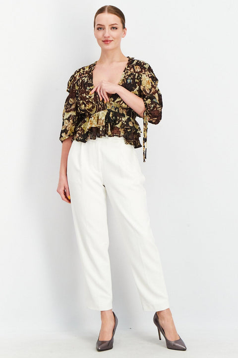 Asos Design Women's Multicolor Wide-Sleeve Crop-Top ANF2800