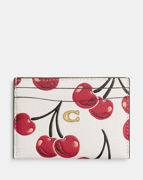 Coach Women's Beige Cherry Printed Essential Card Case Wallet | Coach In Lebanon