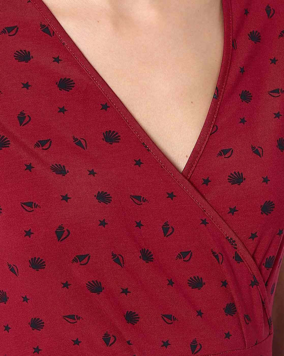 Zabaione Women's Red Sleeveless Printed Dress | Zabaione In Lebanon