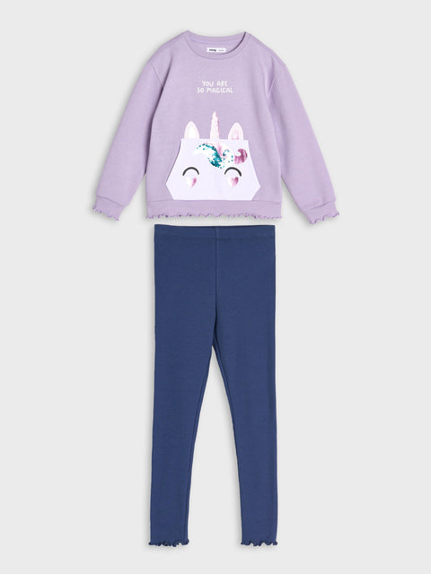 Sinsay Baby Girl's Purple/Navy Jersey Set With Decorative Print | Sinsay In Lebanon