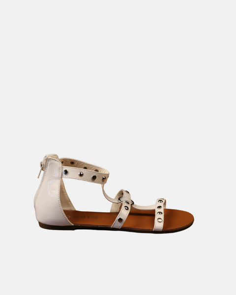 Obsel Women's White Sandals With Stones On Bands SI390