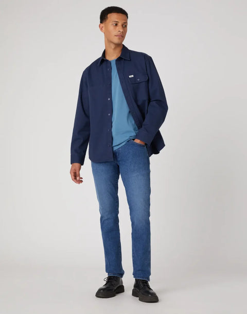Wrangler Men's Captains Blue Logo T-Shirt |Wrangler In Lebanon
