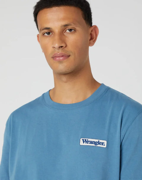 Wrangler Men's Captains Blue Logo T-Shirt |Wrangler In Lebanon
