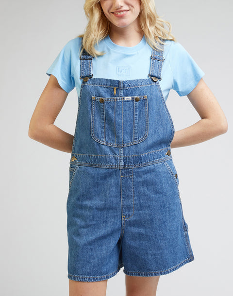 Lee Women's Blue Short Bib Loose Denim Romper |Lee In Lebanon