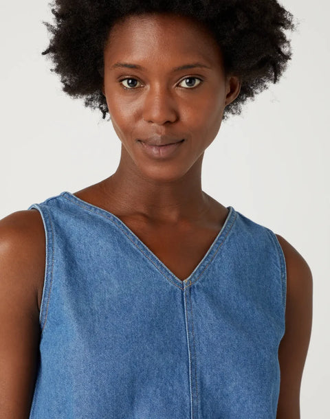 Wrangler Women's Blue Denim Sleeveless Blouse | Wrangler In Lebanon