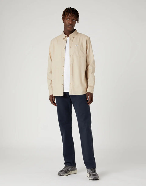 Wrangler Men's Beige Pocket Down Long Sleeve Shirt | Wrangler In Lebanon