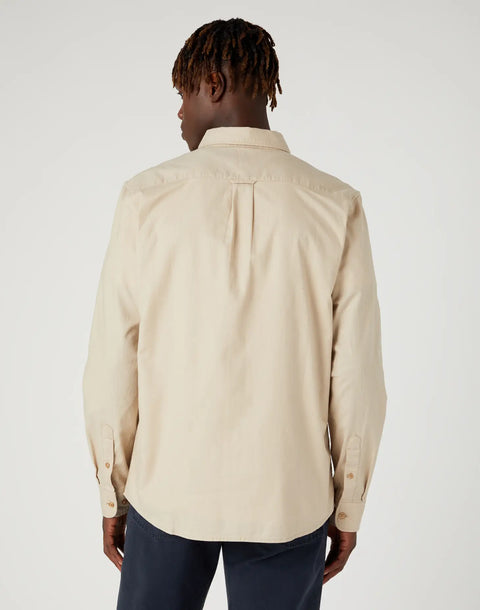Wrangler Men's Beige Pocket Down Long Sleeve Shirt | Wrangler In Lebanon